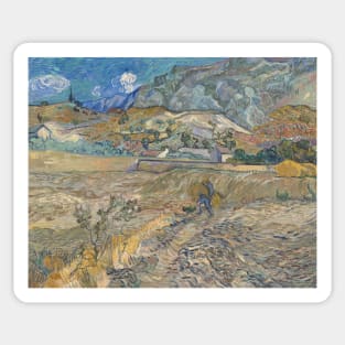 Landscape at Saint-Remy (Enclosed Field with Peasant) by Vincent van Gogh Sticker